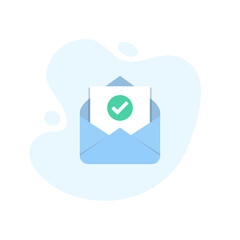 Poster - Open envelope with check document icon in excellent flat design. Vector illustration eps10