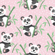 Seamless pattern with cute baby panda