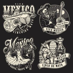 Canvas Print - Mexico and music vintage badges collection