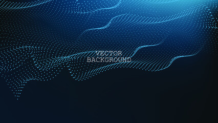 Cryptocurrency fintech network blockchain and programming concept. Science background. onnecting dots . Big data visualization and Business .Vector illustration. music wave