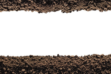 Wall Mural - Fertile loam on a completely white background, Isolated soil.