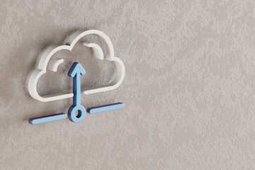 Leinwandbilder - Beautiful Cloud Database Server icon on wall bright background. 3d rendering illustration. Background pattern for design. Web Hosting.