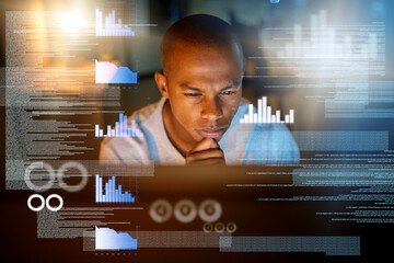 Leinwandbilder - I wont leave here until I crack these codes. Shot of a computer programmer looking through data in the office.