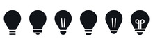 Lightbulb Icon Set. Glyph Lamp Icon. Idea Symbol. Light Bulb Sign In Glyph. Lamp Vector Illustration. Solid Lightbulb Icon. Stock Vector Illustration.