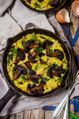 Canvas Print - Frittata with wild garlic and mushrooms