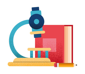 Poster - school microscope and book