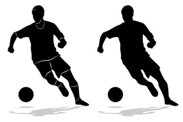 silhouette of soccer player, vector drawing