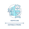 Respite care turquoise concept icon. Short-term assistance. Hospice service abstract idea thin line illustration. Isolated outline drawing. Editable stroke. Arial, Myriad Pro-Bold fonts used