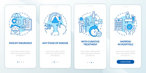 Wall Mural - palliative care characteristics blue onboarding mobile app screen. help walkthrough 4 steps graphic 
