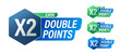 © sanjeev kumar misra - 'earn x2, double points' stylish vector icon set, loyalty program abstract