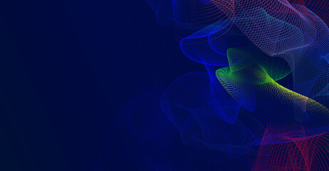 Wall Mural - abstract ai digital background with weave curve line bend art, high speed technology, panorama backg