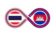 unity concept. thai and cambodian language translation icon. vector illustration isolated on white background