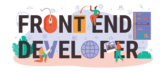 Front end developer typographic header. Website interface