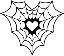 Black Spiderweb Vector Illustration With Heart