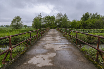 Old bridge over River Wapiennica rivulet in Czechowice-Dziedzice town, Silesia region of Poland