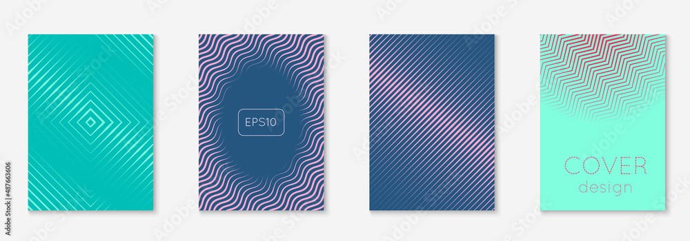 Line geometric elements on minimalist trendy cover template.