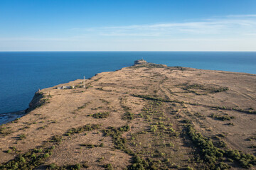 Sticker - Kaliakra cape, view from drone above Bolata Beach in Kaliakra Nature Reserve over Black Sea in Bulgaria