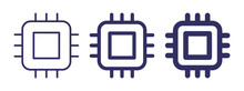 Chip Computer Processor Icon Set. Circuit Board Icon In Graphic Design.