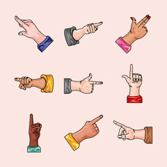 Sticker - pointing hands flat icons