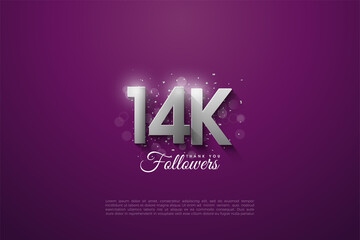 Wall Mural - 14k followers background with numbers illustration.