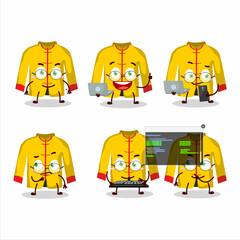 Poster - Yellow chinese traditional costume Programmer cute cartoon character with