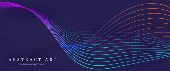 Abstract arts background vector.  Fluid color gradient abstract background with wave line art design for wallpaper, banner, cover and wall art for home decoration.