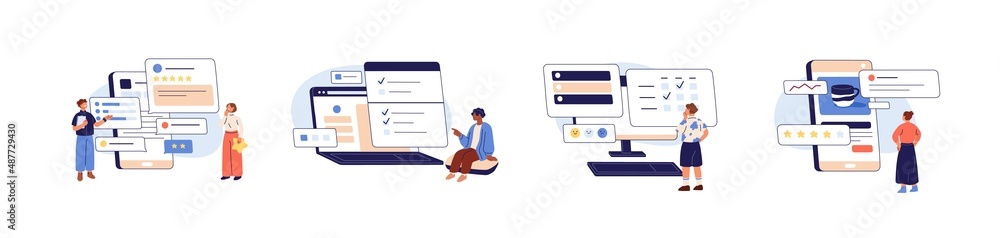 Online survey and customers feedback concept. Assessment of users ...