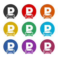 Canvas Print - Parking icon or logo, color set