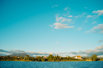 view of Bien Ho lake near Pleiku city, Gia Lai province, Vietnam. This lake on the lava background of a volcano that has stopped working. Springtime