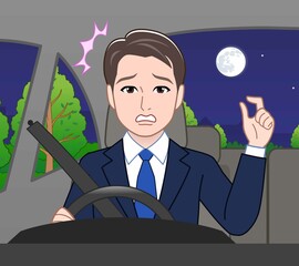 Canvas Print - 夜に車の運転をする男性