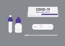 detected covid 19 rapid antigen test kit vector set isolated on dark background ep43