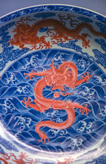 Wall Mural - Dragon patterns and wave decorative patterns on ancient Chinese ceramics