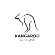 Line Kangaroo Logo Template. Abstract Wallaby Vector Design. Animal Illustration