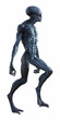 © Bert Folsom - Side view 3d illustration of a male alien with red eyes and long arms walking isolated on a white background.