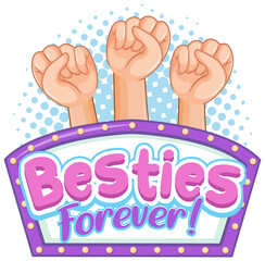 Canvas Print - Besties Forever logo banner with three fists