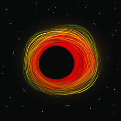 Wall Mural - black hole with accretion disk, vector illustration