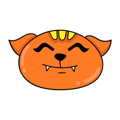 Wall Mural - happy cat smiling expression, doodle icon drawing