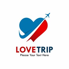 Wall Mural - Love with airplane logo template illustration