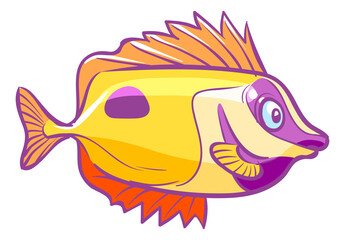 Wall Mural - Exotic tropical fish. Cartoon aquarium animal character