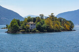 Fototapeta Na drzwi - Aerial views of the Brissago Islands botanical garden in the Swiss side of Lake Maggiore