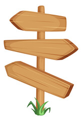 Wall Mural - wooden signpost. cartoon direction pointer with empty arrow boards