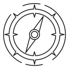 Sticker - Compass icon. Orientation device in line style. Geography symbol