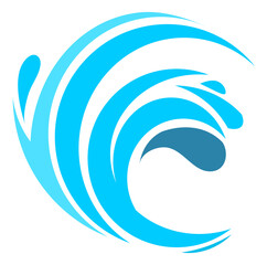 Poster - Water splash icon. Blue water stream curl