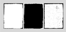 Conjunto De Fondos O Banners Grunge Retro Abstractos En Blanco Y Negro. Ilustración Abstracta De Textura Papel Sucio, Manchado, Imagen Vectorizada