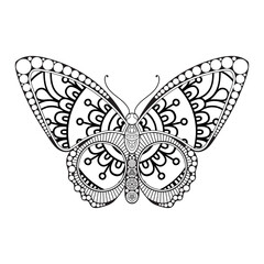 vector butterfly black and white element line art print design