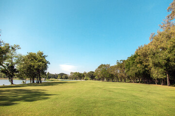 green way golf field for background