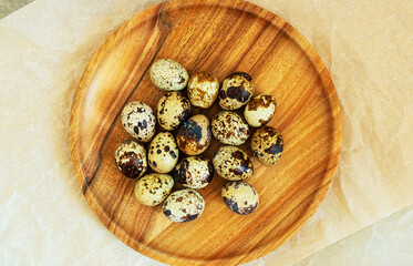 Sticker - Quail eggs on a wooden plate