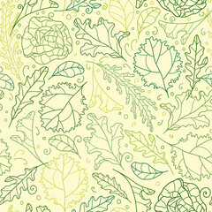 Vector Line Art salad Seamless Pattern Background Ornament with hand drawn doodle elements. Great for textiles, banners, wallpapers, wrapping - vector design