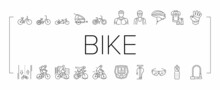 Bike Transport And Accessories Icons Set Vector .