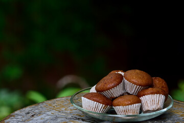 Wall Mural - chocolate muffins with nuts